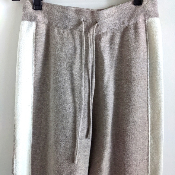 𝅺lulu's Beige Sweater Knit Joggers XS Track Stripe Loungewear Neutral - Picture 4 of 11